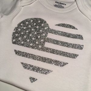 0/3M Baby Girls Glitter Flag 4th of July Onesie